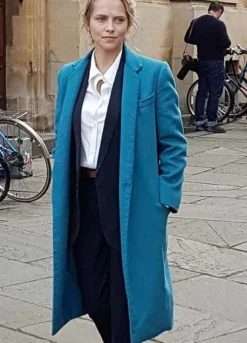 A DISCOVERY OF WITCHES (DIANA BISHOP) TERESA PALMER BLUE WOOL COAT