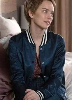 A MILLION LITTLE THINGS (MAGGIE BLOOM) ALLISON MILLER BLUE SATIN JACKET