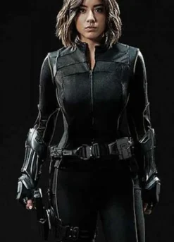 Agents of Shield (Skye) Chloe Bennet Black Leather Quake Jacket