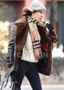 ALEXA CHUNG SHEARLING FUR JACKET