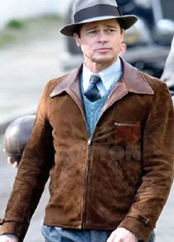 Allied Brad Pitt (Max Vatan) Brown Suede Leather Jacket