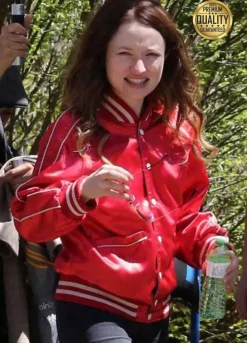 American Gods Emily Browning ( Laura Moon ) Red Varsity Jacket