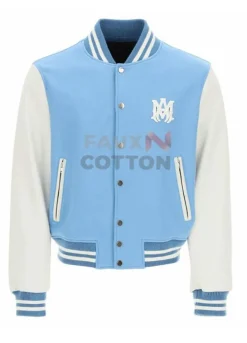 Amiri Blue and White Letterman Jacket For Men's