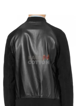 Andrew Garfield Black Suede Sleeves Bomber Leather Jacket