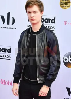 Ansel Elgort Black Bomber Jacket