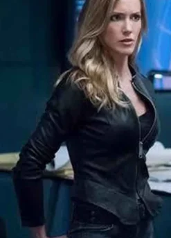 Arrow Season 7 Laurel Lance (Katie Cassidy) Black Leather Jacket