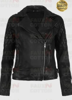 ASHLEY GREENE BLACK QUILTED LEATHER JACKET