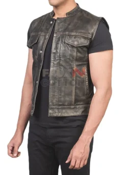 Atlas Moto Distressed Brown Leather Vest