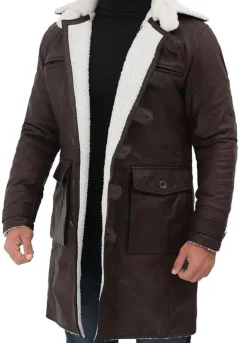 BANE DARK BROWN SHEARLING LEATHER COAT
