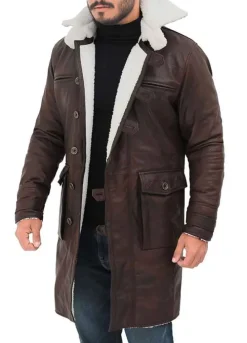 BANE DARK BROWN SHEARLING LEATHER COAT