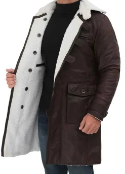 BANE DARK BROWN SHEARLING LEATHER COAT