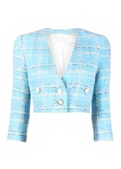 Barbie Alexandra Shipp (Barbie) Blue Cropped Coat