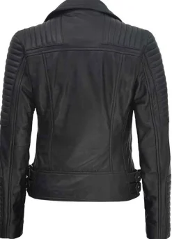 BARI BLACK LEATHER MOTO JACKET WOMEN'S