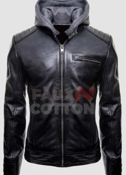 Batman Logo Biker Leather Hoodie Jacket