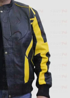Batman X Men Motorcycle Black Yellow Leather Jacket