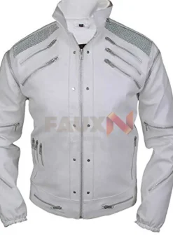 Beat It Michael Jackson White Leather Jacket