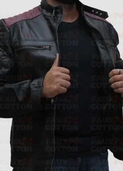 Cafe Racer Jacket With Maroon Stripes