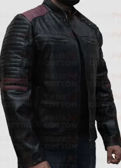 Cafe Racer Jacket With Maroon Stripes
