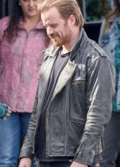 CAPTAIN MARVEL ROBERT KAZINSKY BLACK LEATHER JACKET