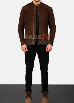 Charcoal Mocha Suede Biker Jacket