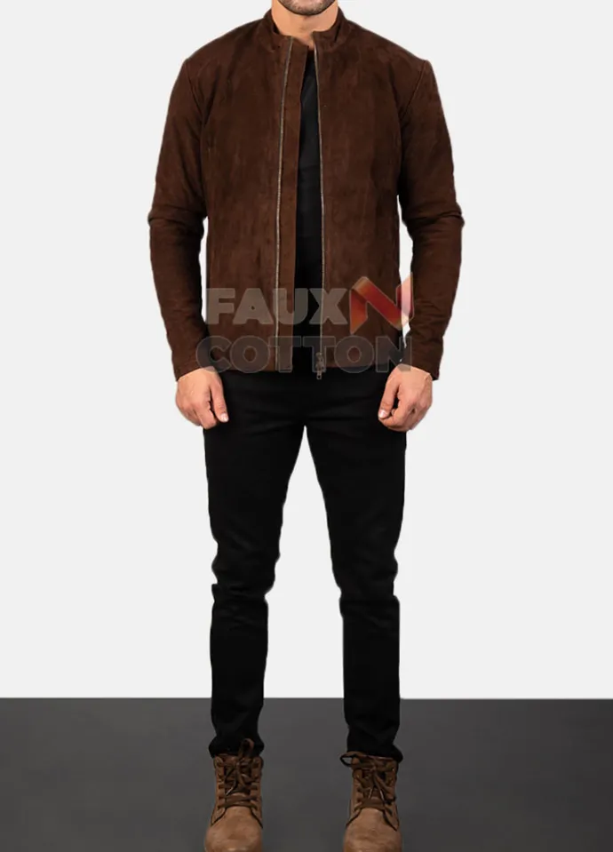 Charcoal Mocha Suede Biker Jacket