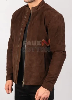 Charcoal Mocha Suede Biker Jacket