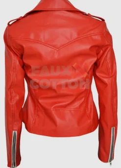 Charlotte McKinney Red Biker Leather Jacket