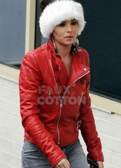 Cheryl Cole Red Biker Leather Jacket