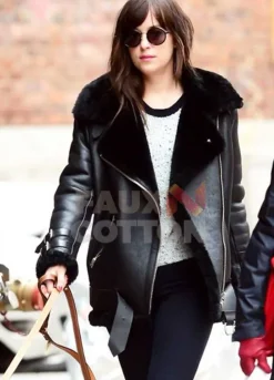 DAKOTA JOHNSON SHEARLING JACKET
