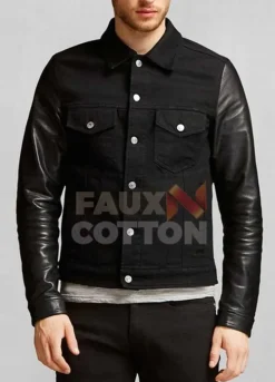 DAVID BECKHAM LEATHER SLEEVES BLACK JACKET