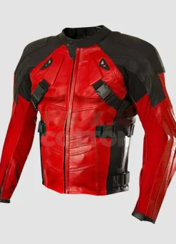 Deadpool Red and Black Motorcycle Leather Jacket