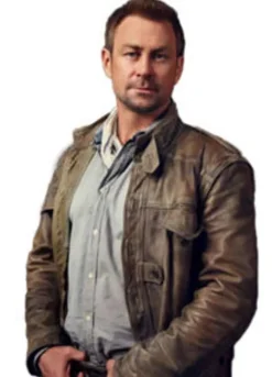 DEFIANCE (JOSHUA NOLAN) GRANT BOWLER BROWN LEATHER COAT