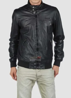 Diesel Lion Black Slim Fit Leather Jacket