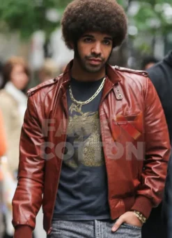 DRAKE BROWN BOMBER LEATHER JACKET