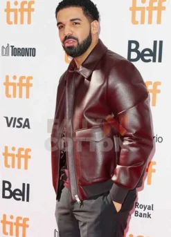 DRAKE MAROON LEATHER JACKET