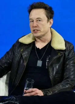 Elon Musk Shearling Leather Aviator Jacket