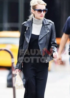 Emma Roberts Black Leather Jacket