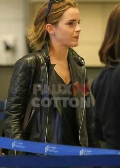 Emma Watson Biker Black Leather Jacket