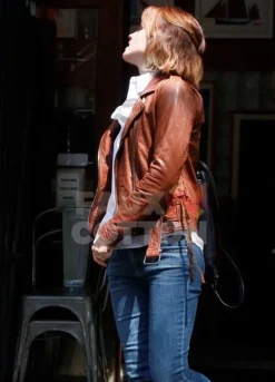 Emma Watson Brown Leather Jacket