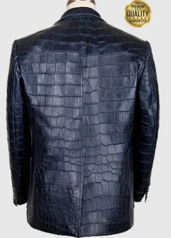 Exotic Alligator Leather Jacket In Black