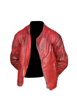 Ezra Miller Red Biker Leather Jacket