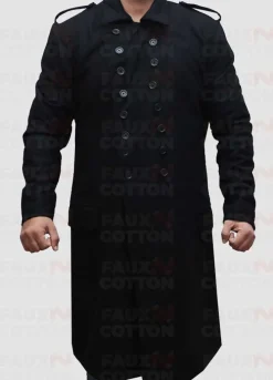 Fall David Beckham Style Men Long Casual Black Pea Coat