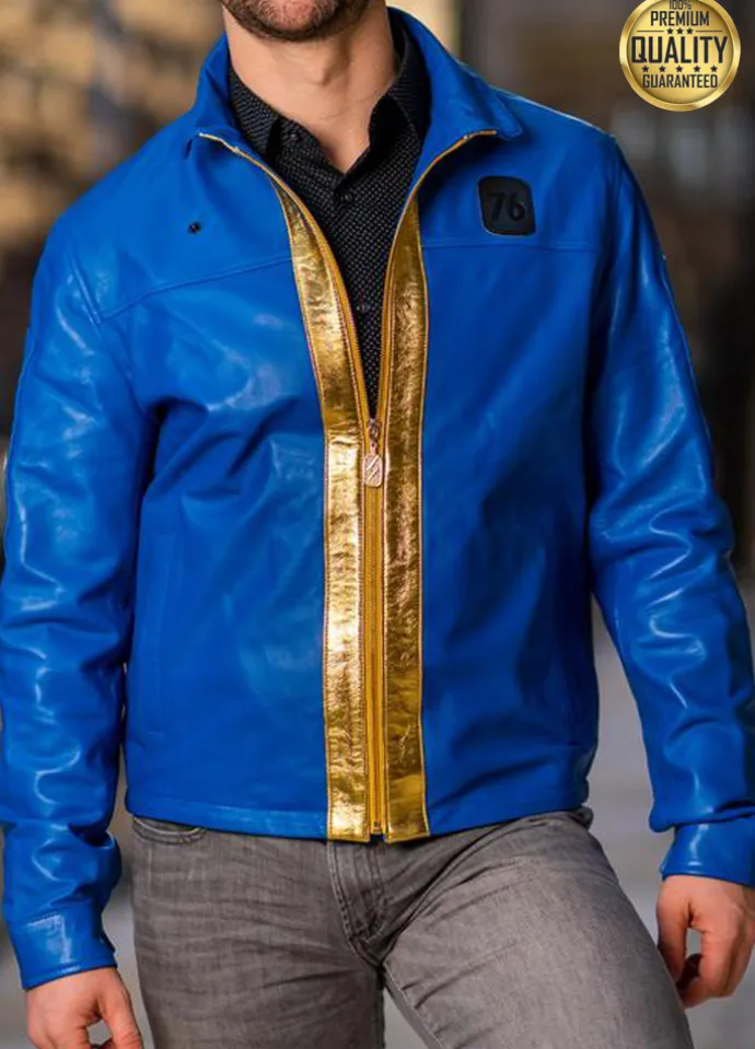 Fallout 76 Vault Blue Leather Jacket