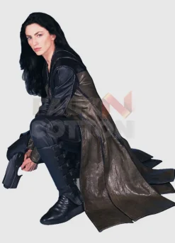 FARSCAPE CLAUDIA BLACK ( AERYN SUN ) LEATHER TRENCH COAT
