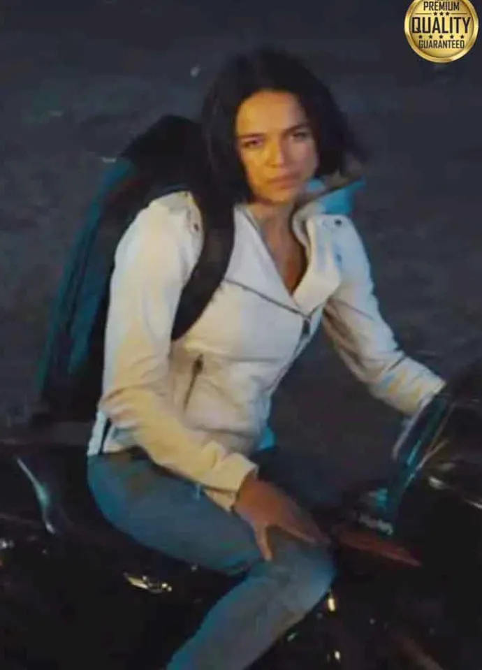 Fast And Furious 9 Michelle Rodriguez ( Letty ) White Leather Jacket