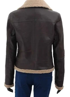 FRANCES WOMENS BROWN LEATHER BOMBER JACKET