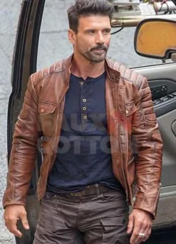 Frank Grillo Boss Level Roy Pulver Distressed Leather Jacket