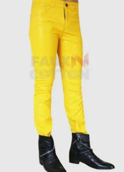 Freddie Mercury Yellow Leather Pant