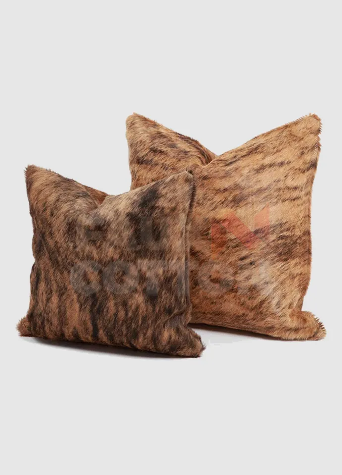 Genuine Brown Cowhide Pillow Cover 16x16 Inches