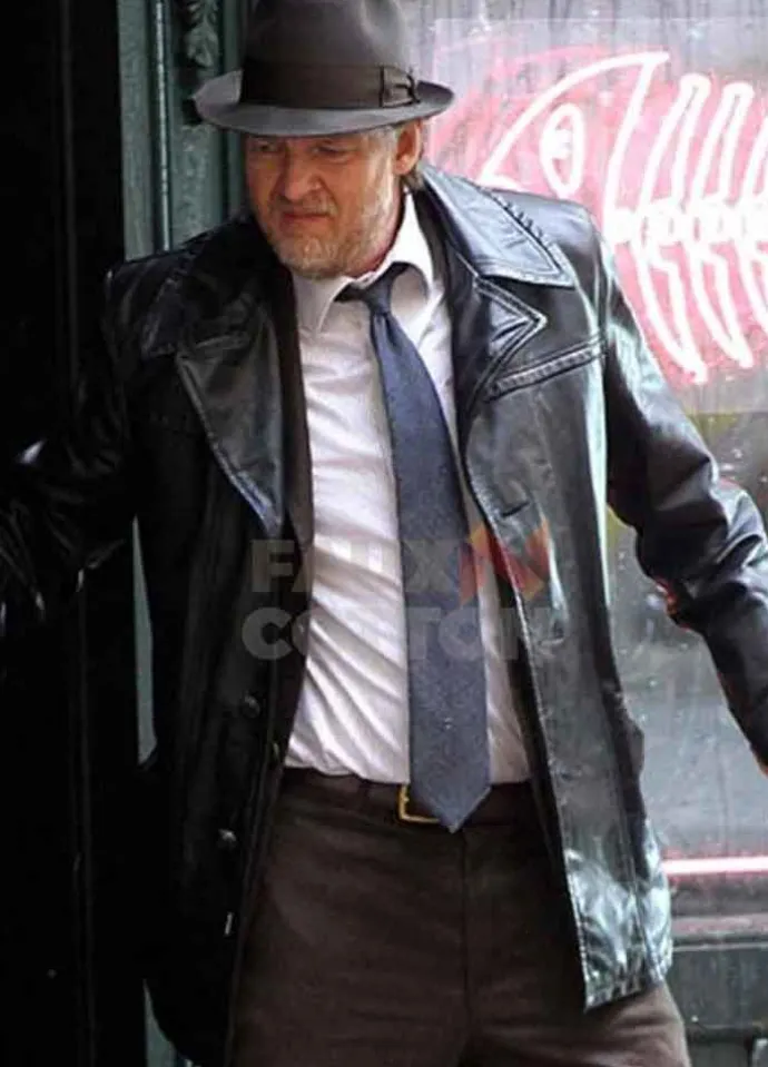 Gotham Donal Logue Black Leather Coat